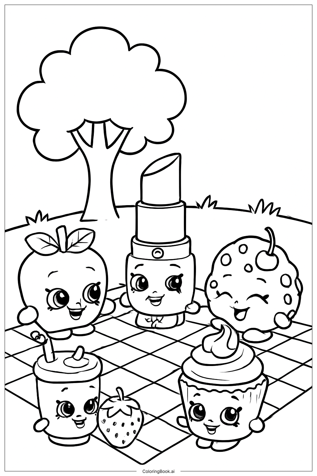  Shopkins野餐毯场景填色页 