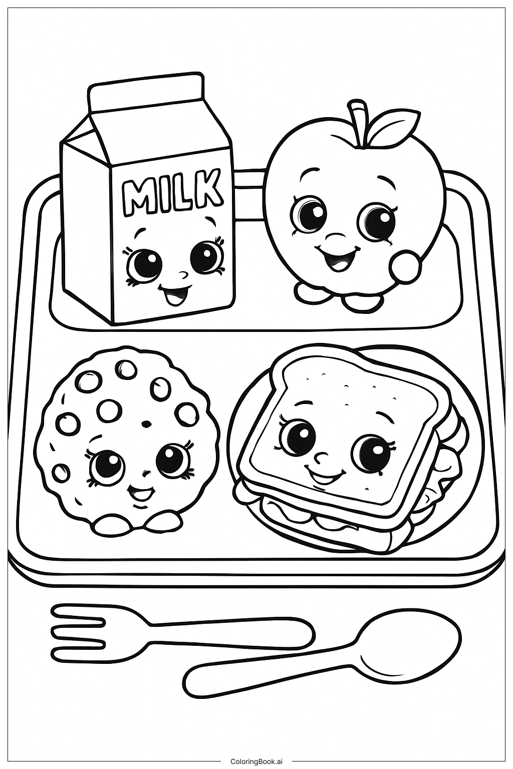  Shopkins 校园午餐托盘填色页 