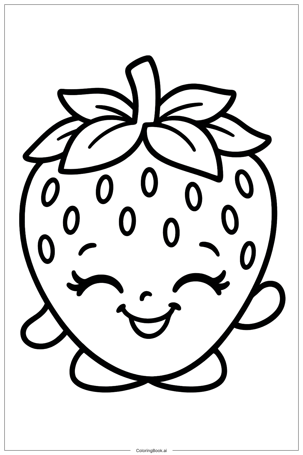  Shopkins 微笑草莓填色页 