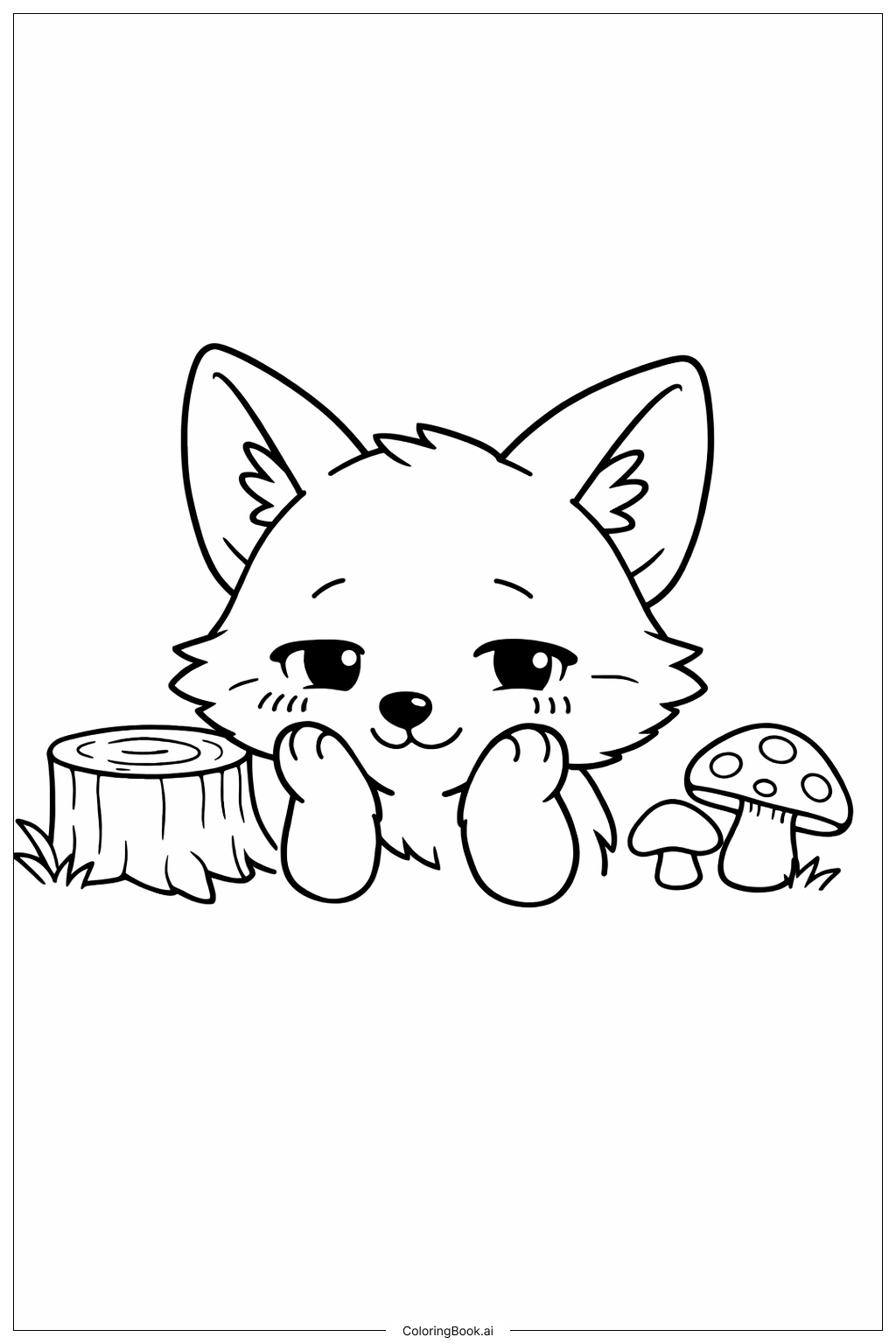  害羞的狐狸著色頁 