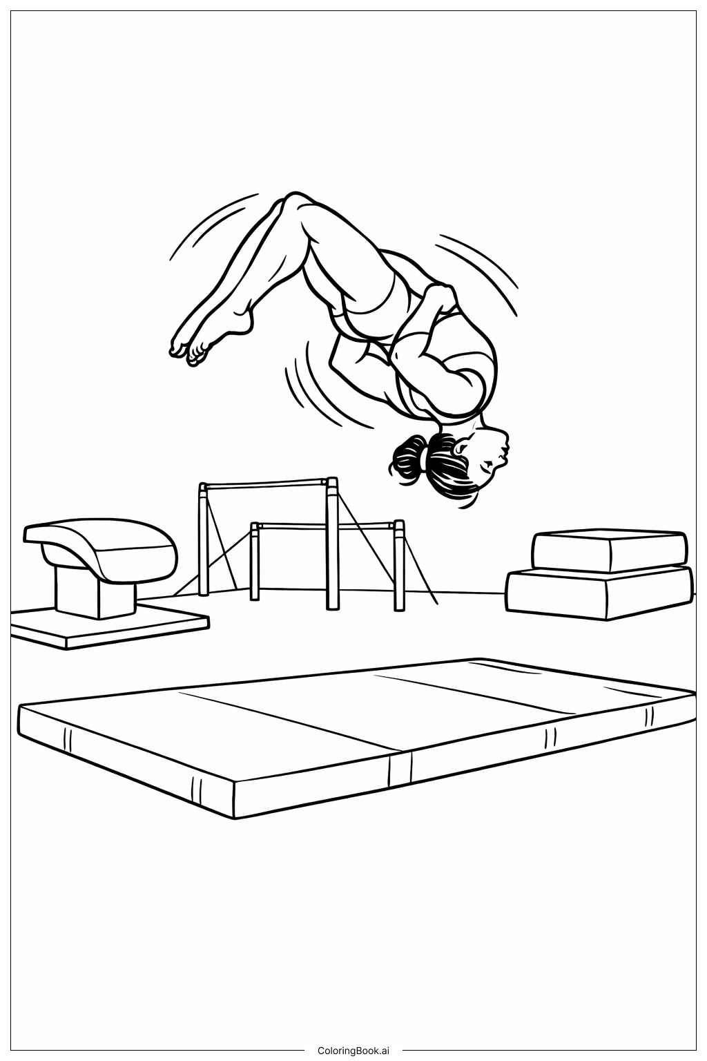  西蒙妮·拜爾斯做後空翻著色頁 