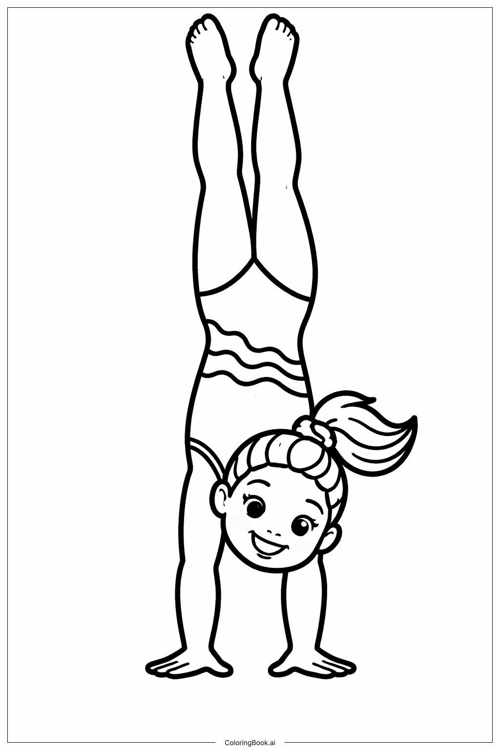  西蒙·拜爾斯倒立動作著色頁 