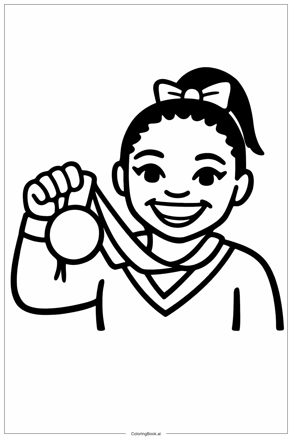  Page de coloriage Simone Biles tenant une médaille 