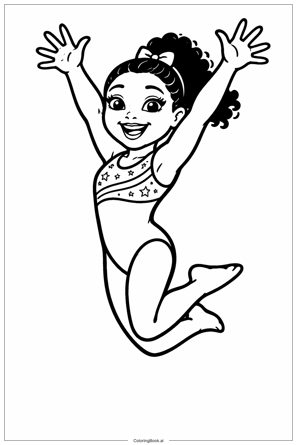  Page de coloriage Simone Biles sautant haut 