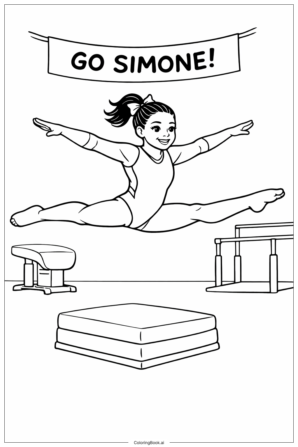  Simone Biles Leaping Over Mat Coloring Page 