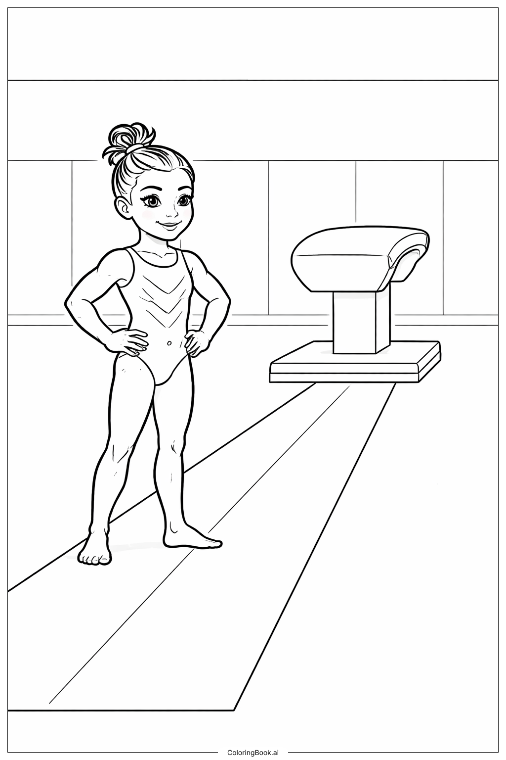  西蒙妮·拜爾斯準備跳馬著色頁 