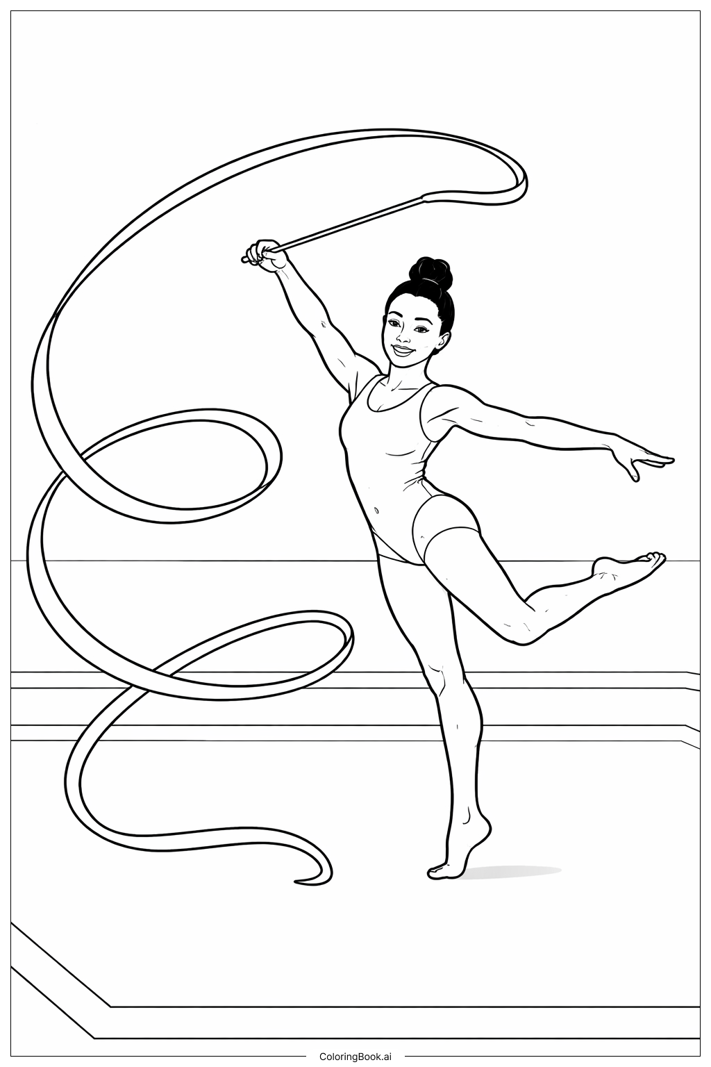  西蒙妮·拜爾斯練習彩帶著色頁 