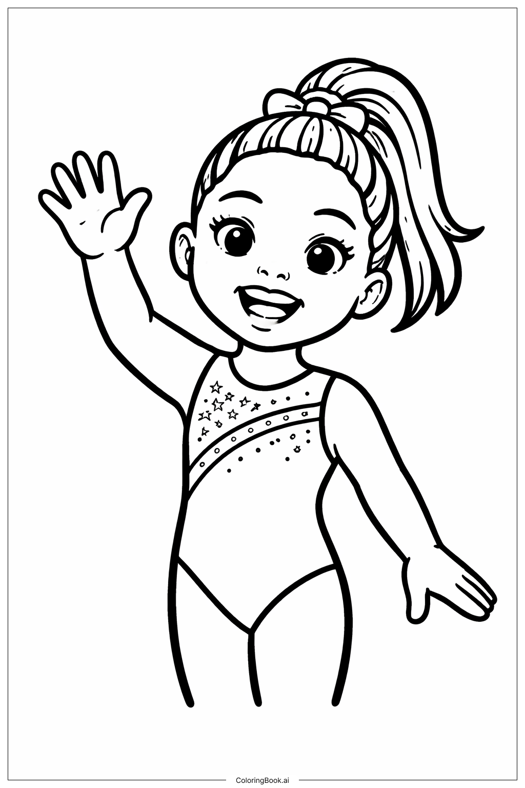  Page de coloriage Simone Biles faisant un signe de la main 