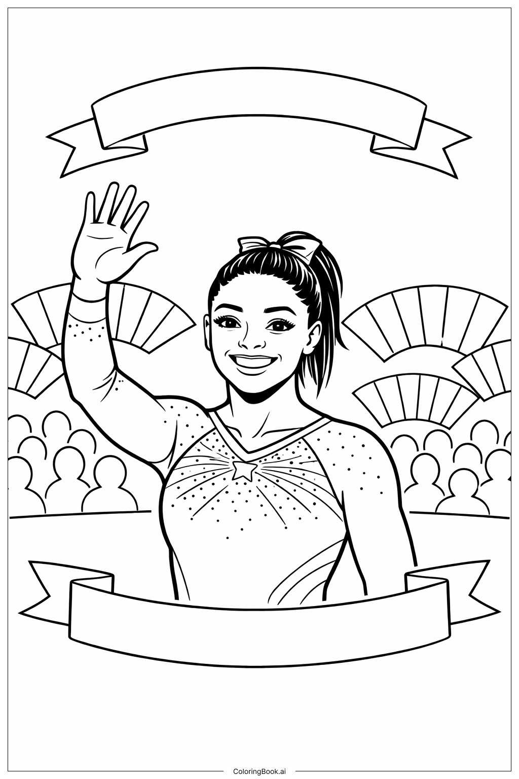  西蒙·拜尔斯与粉丝的画作填色页 