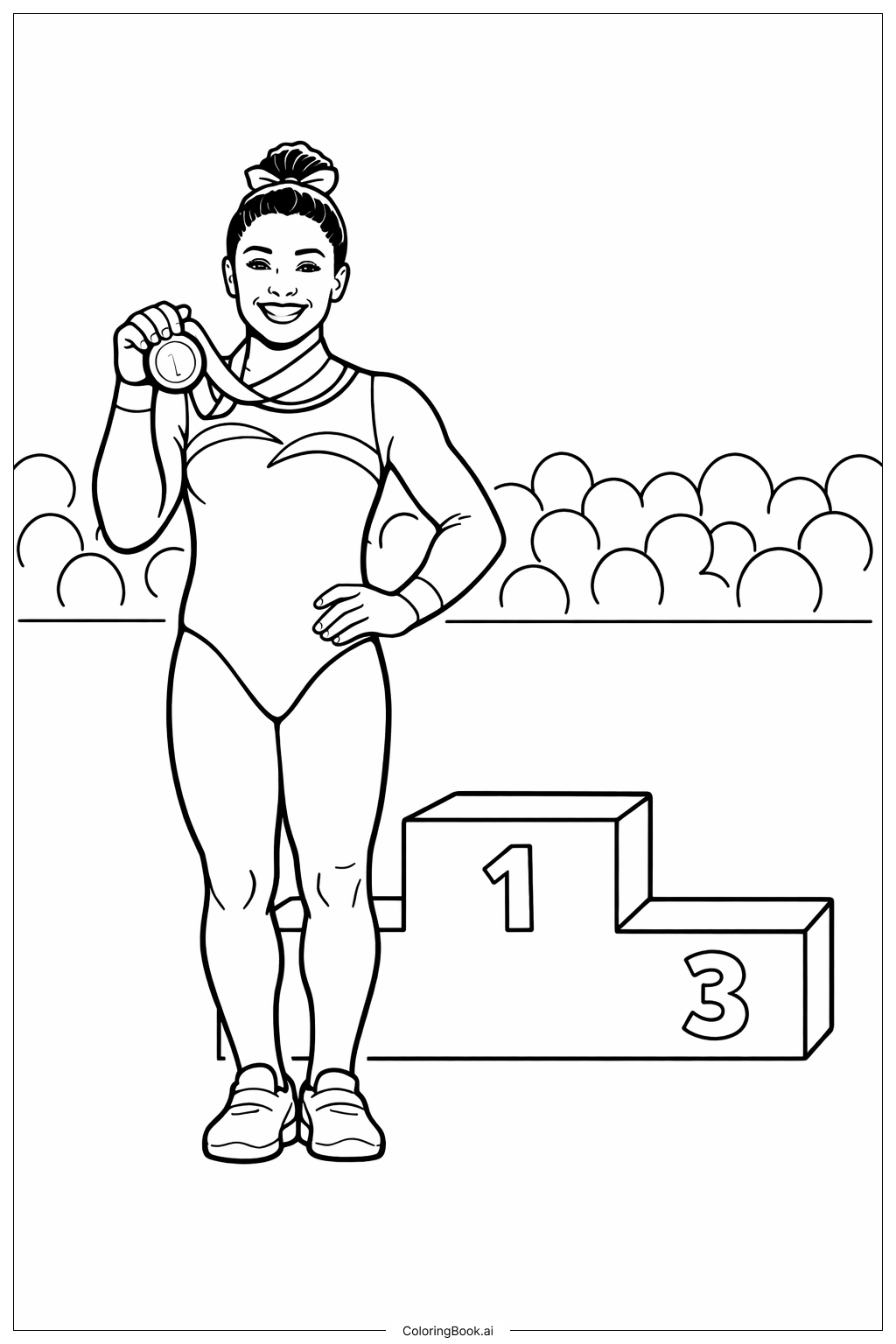  西蒙·拜爾斯 與 頒獎台著色頁 