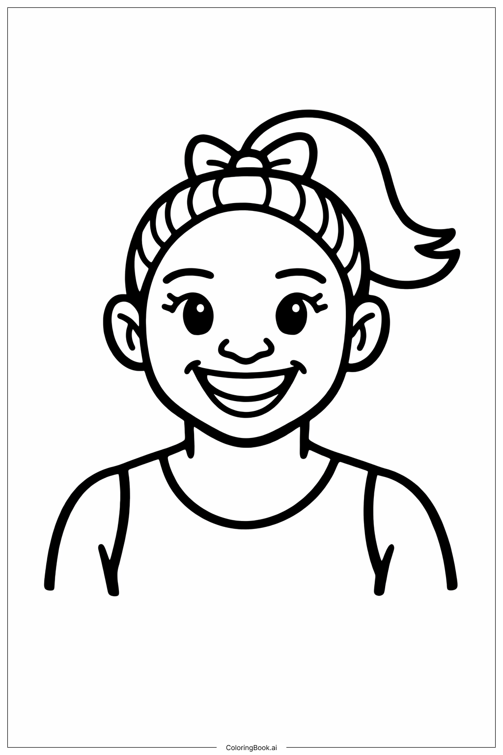  Page de coloriage Simone Biles avec queue de cheval 