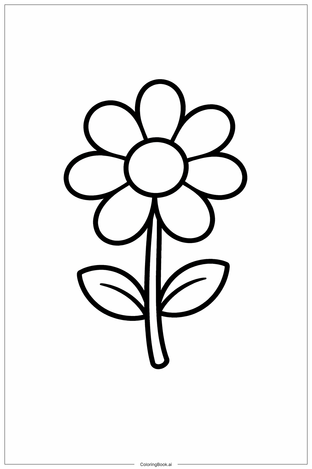  Einfaches Blumen-Kritzel Ausmalseite 