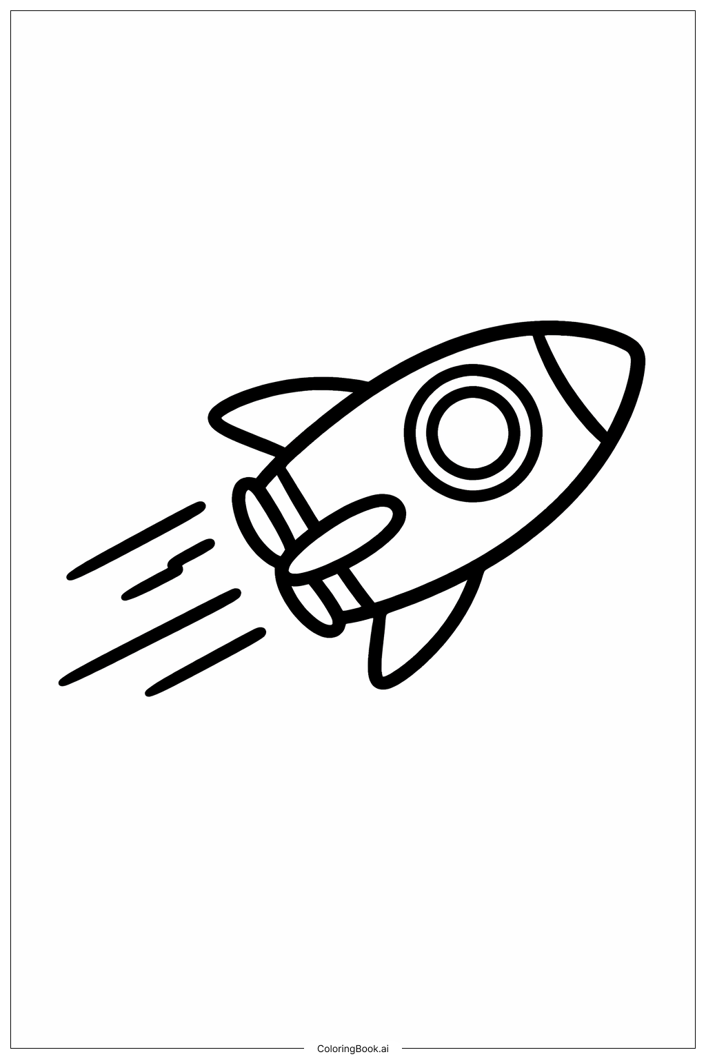 Page de coloriage Vaisseau Spatial Volant Simple