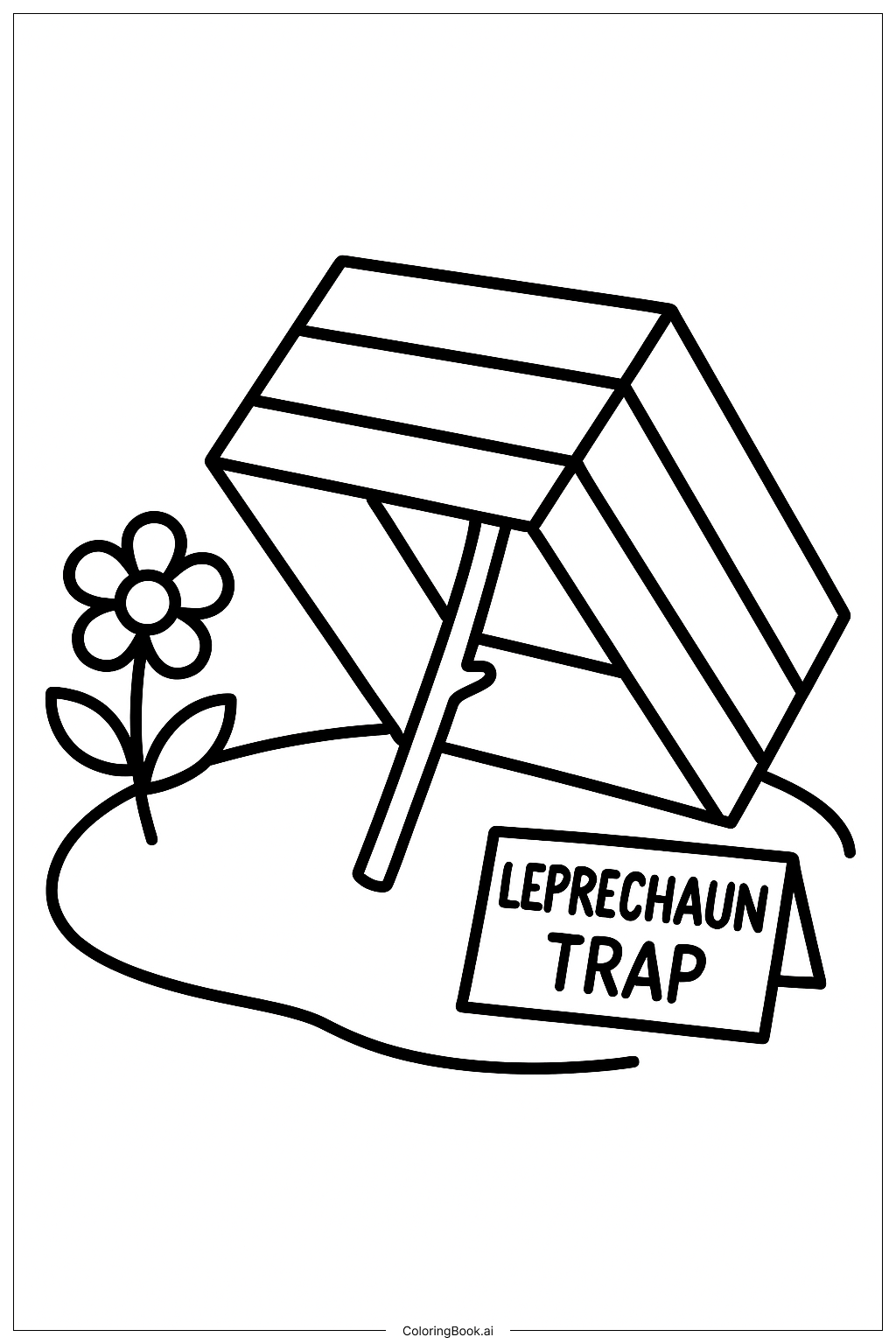  簡易花園小矮人陷阱著色頁 