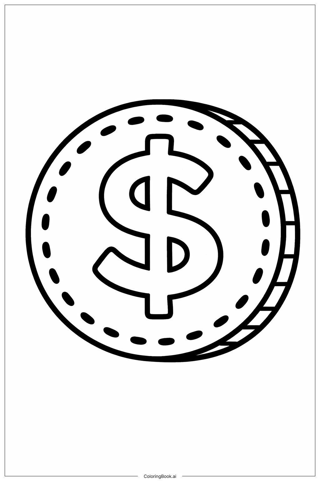  简单硬币填色页 