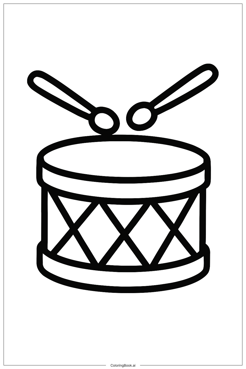  Página para colorear de Tambor Musical Simple 