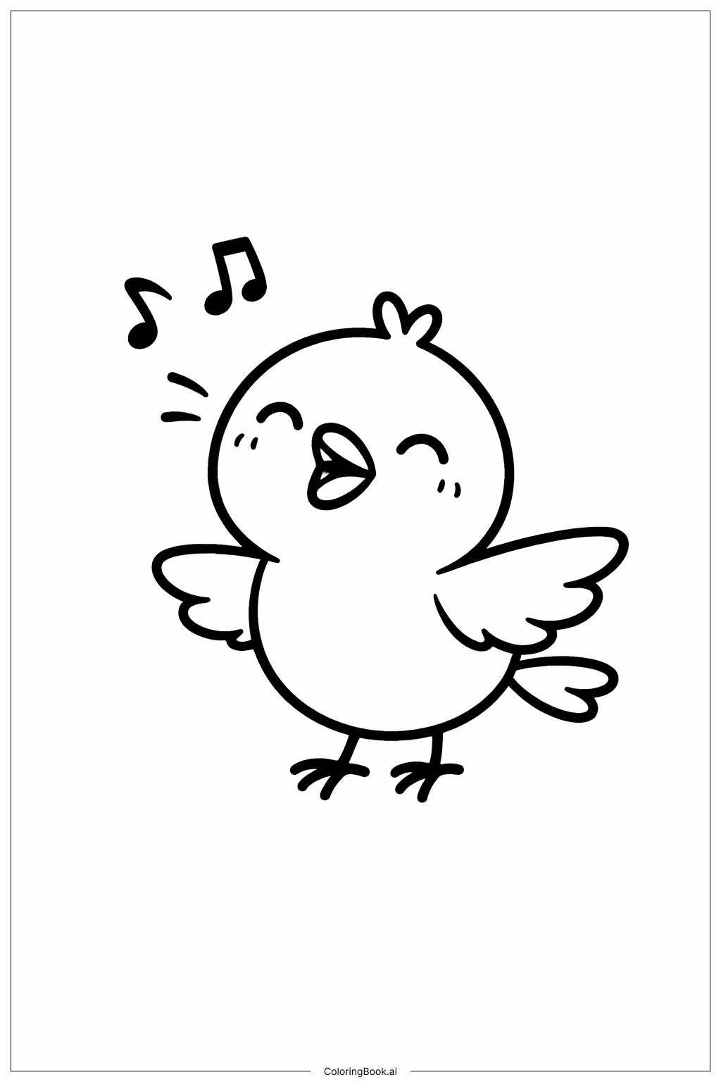  唱歌面孔的小鳥著色頁 