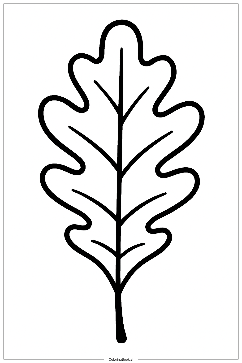 Página para colorir de Folha de Carvalho Única Folhas de Outono