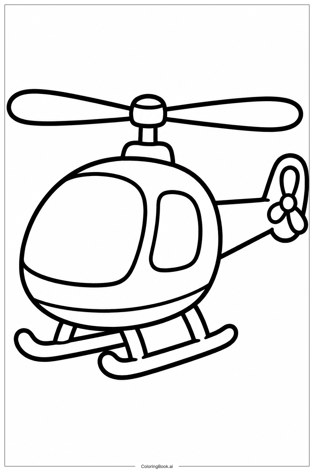  단일 로터 헬리콥터 색칠공부 페이지 