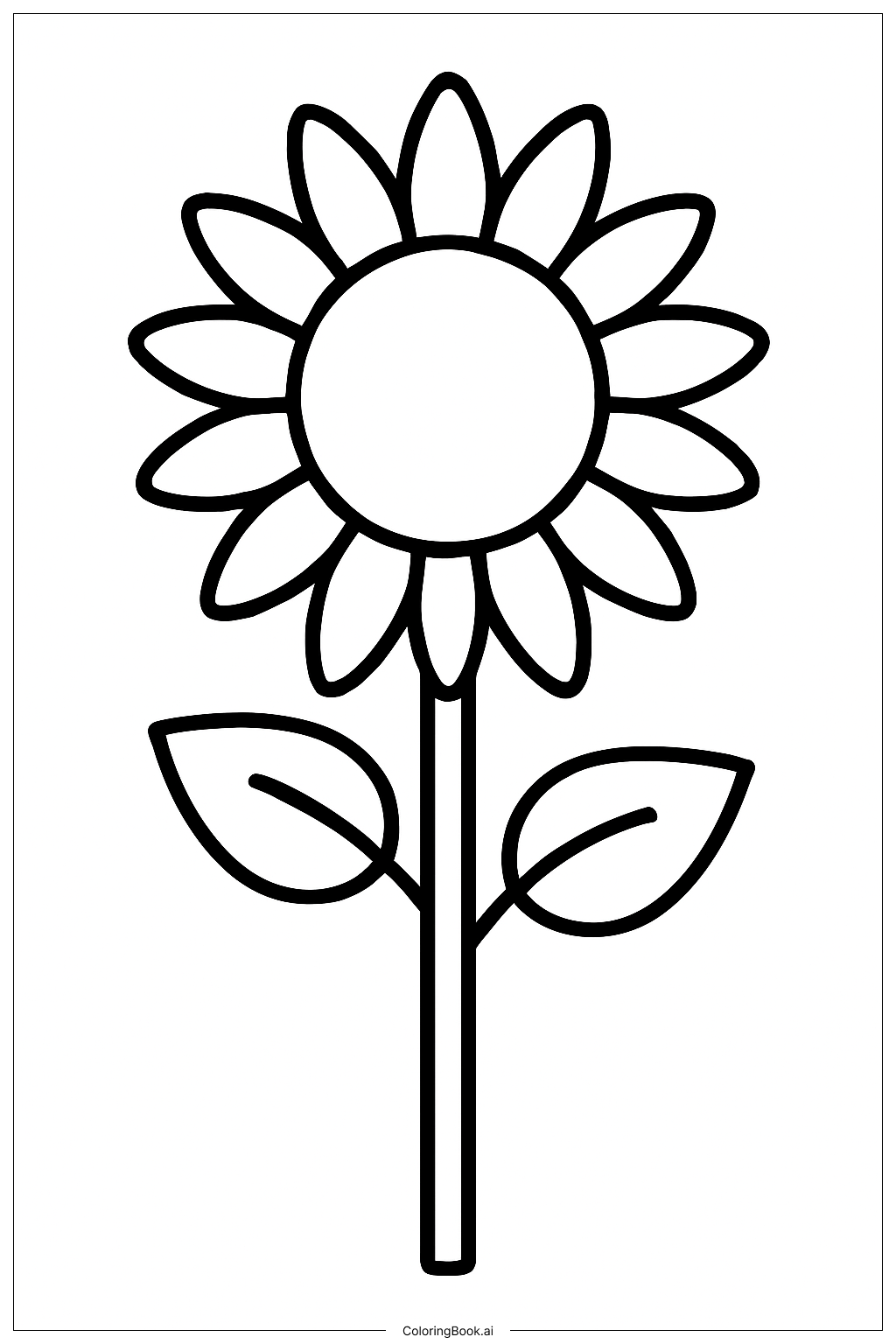  Single Sunflower Stem Coloring Page 