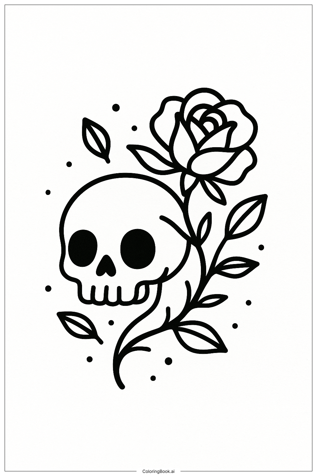  Page de coloriage Tatouage Crâne Rose 
