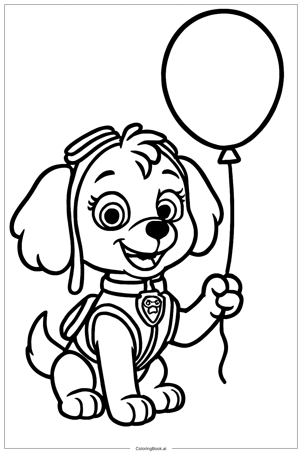  Trang tô màu Skye Paw Patrol Cầm Bong Bóng 