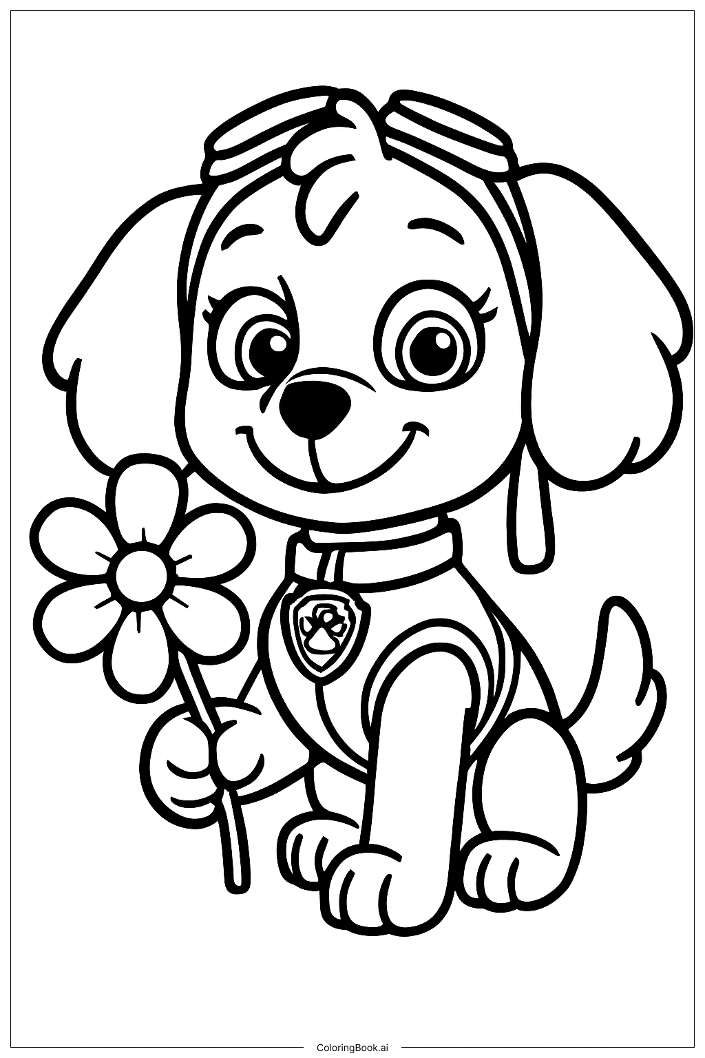  Trang tô màu Skye Paw Patrol Cầm Hoa 