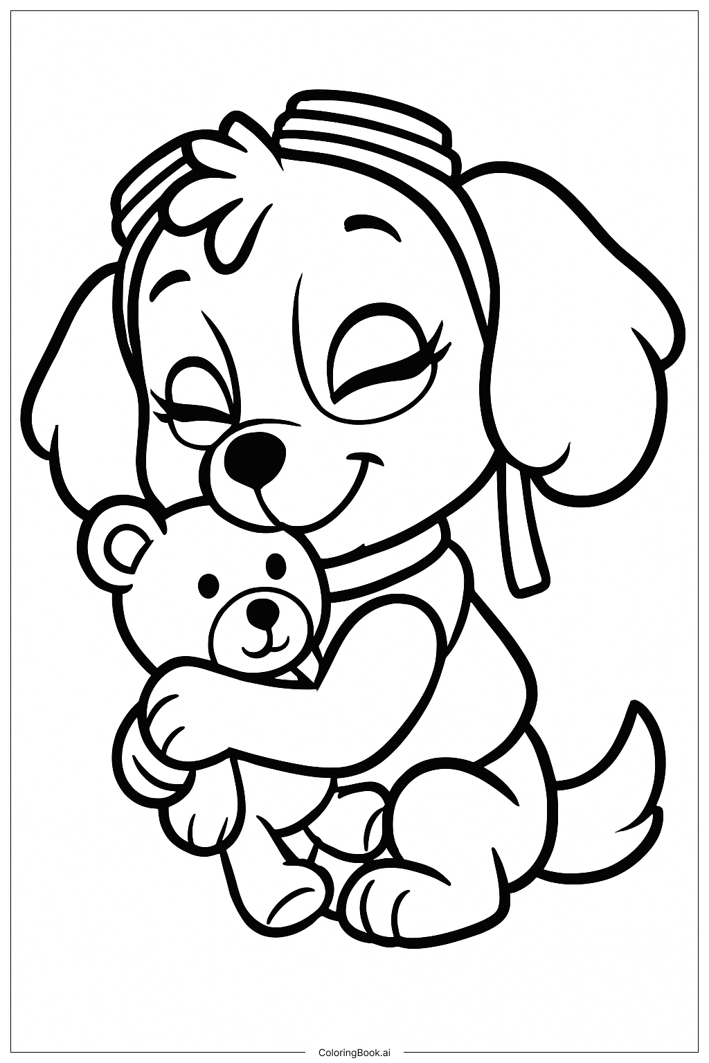  Trang tô màu Skye Paw Patrol Ôm Gấu Bông 