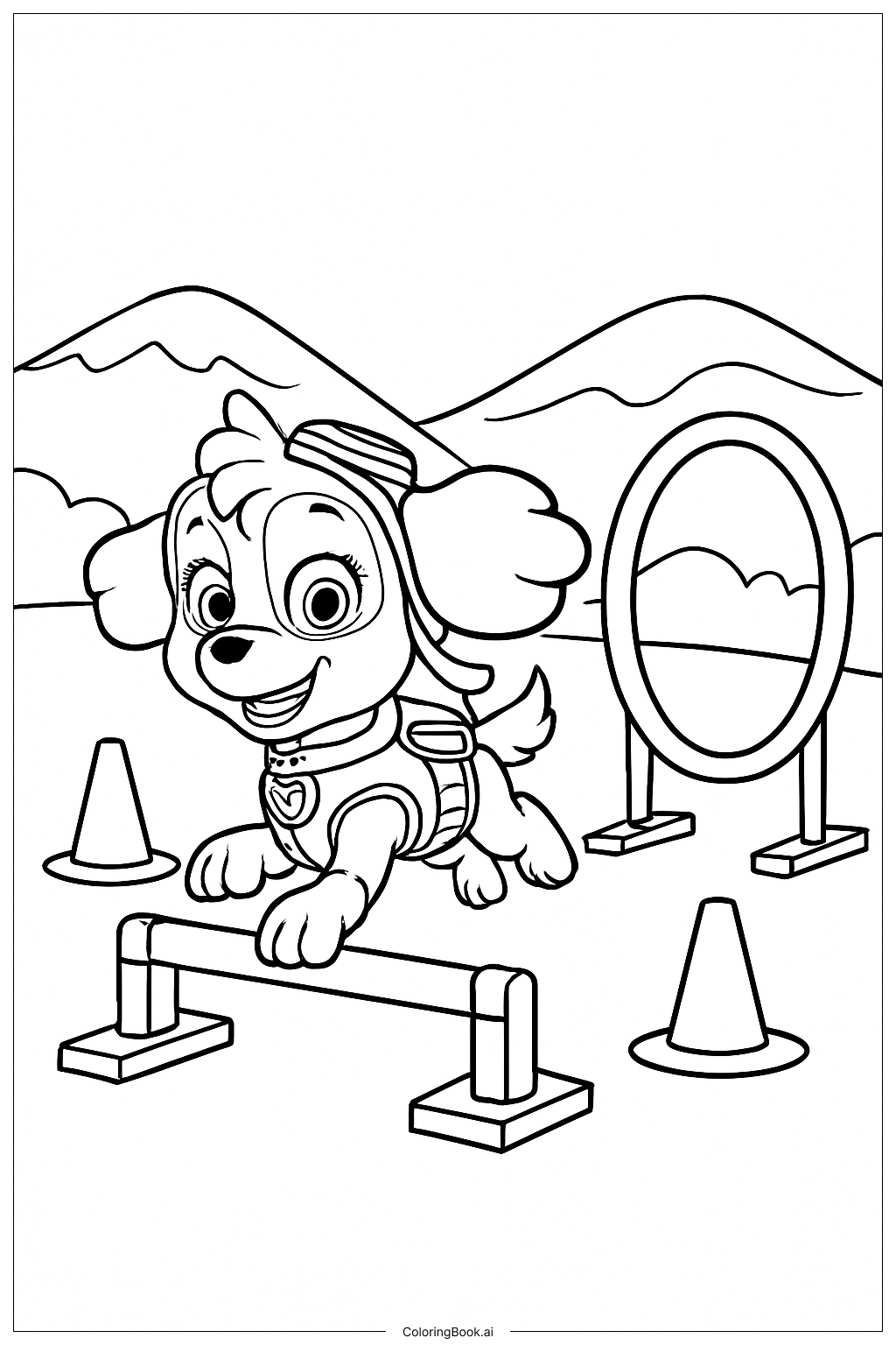  Trang tô màu Skye Paw Patrol Đang Huấn Luyện 