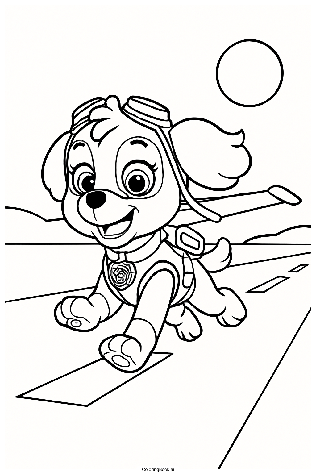  スカイ パウパトロール オン ランウェイの塗り絵ページ 