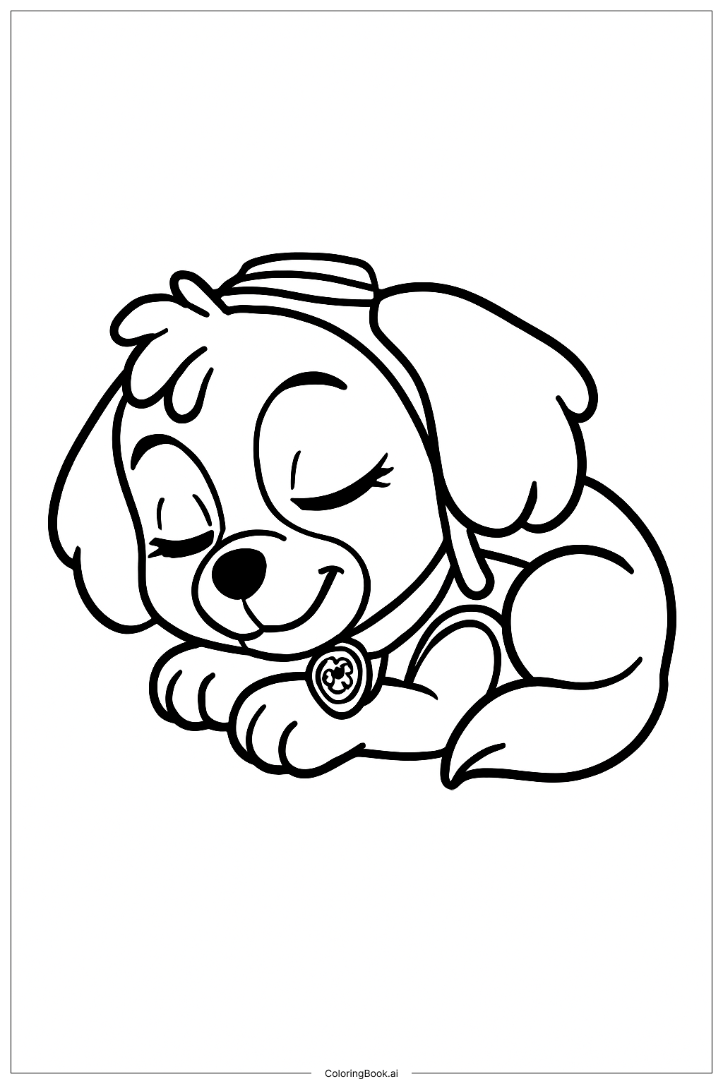  Trang tô màu Skye Paw Patrol Ngủ 