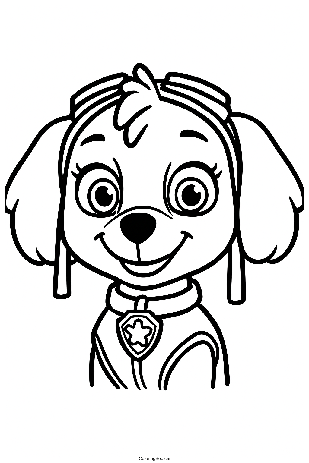  Trang tô màu Chân dung nhỏ Skye Paw Patrol 