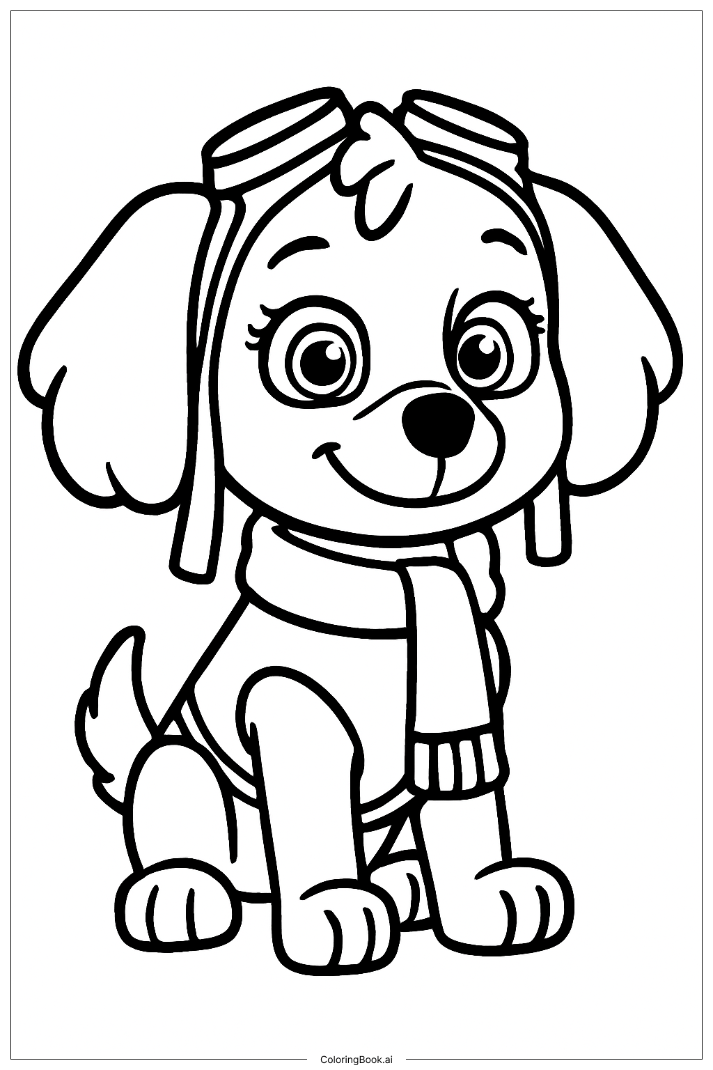  Trang tô màu Skye trong Paw Patrol đeo khăn quàng cổ 