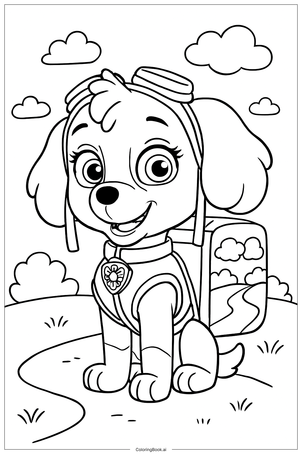  Trang tô màu Skye Paw Patrol Với Balo 