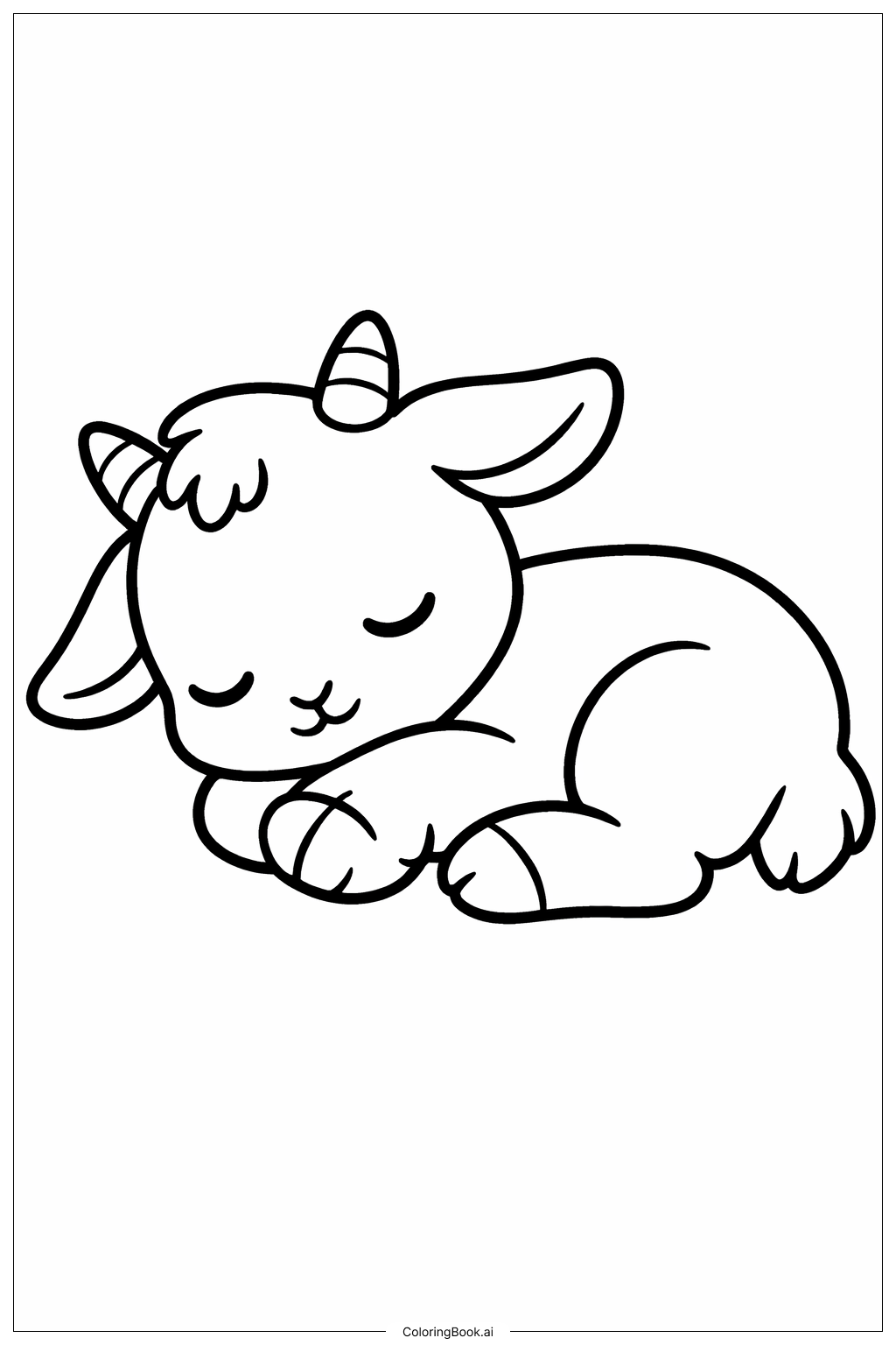  Página para colorear de Cabrito Durmiendo 