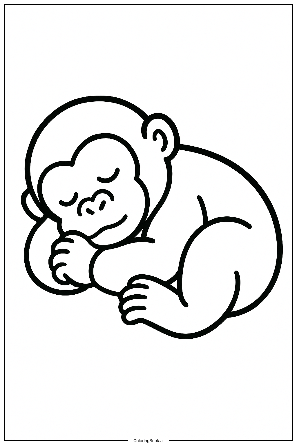 Trang tô màu Khỉ Con Ngủ