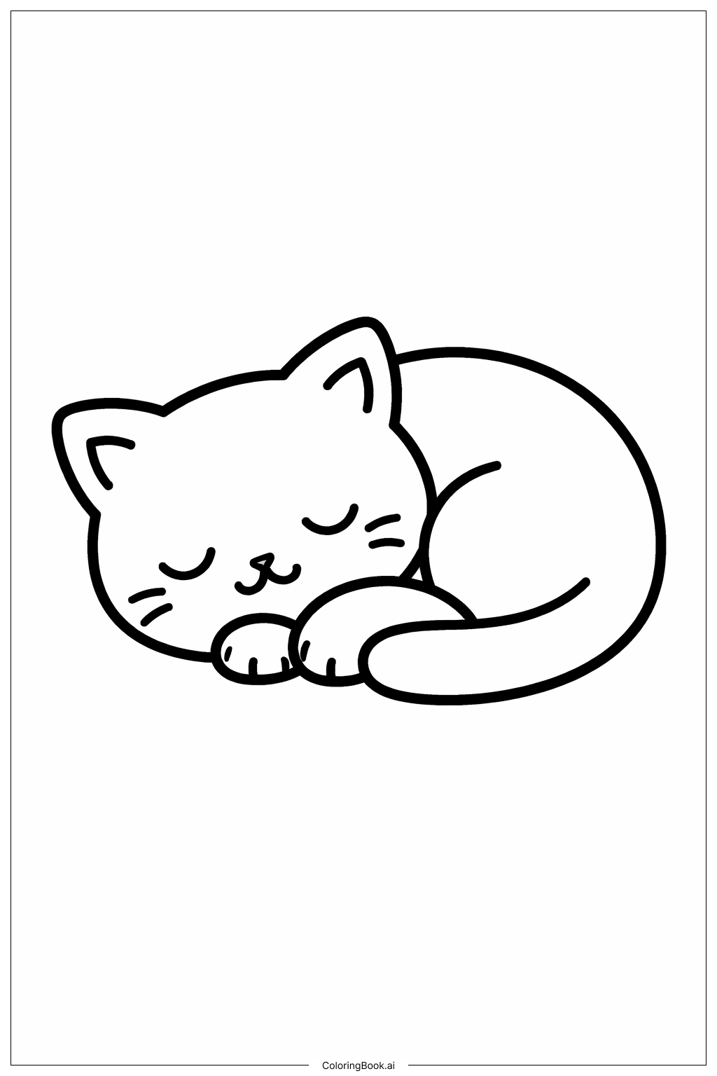  睡覺的貓咪角色著色頁 