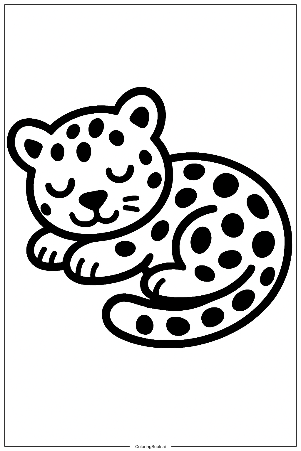  Página para colorir de Filhote de Leopardo Dormindo 