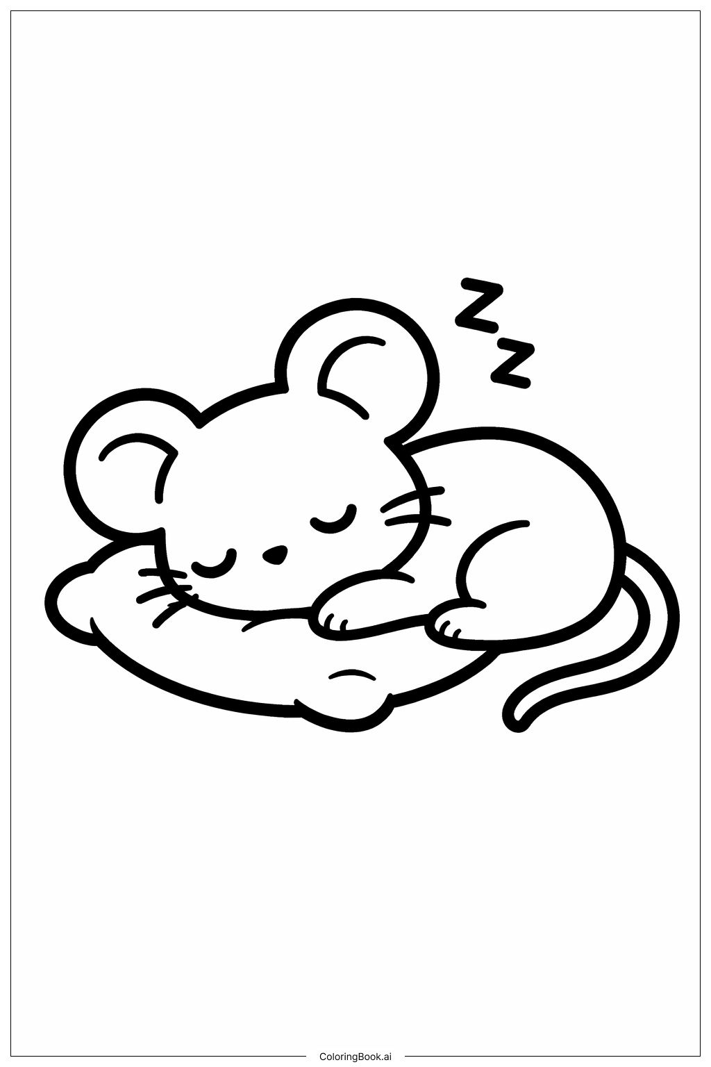  枕頭上的睡鼠著色頁 