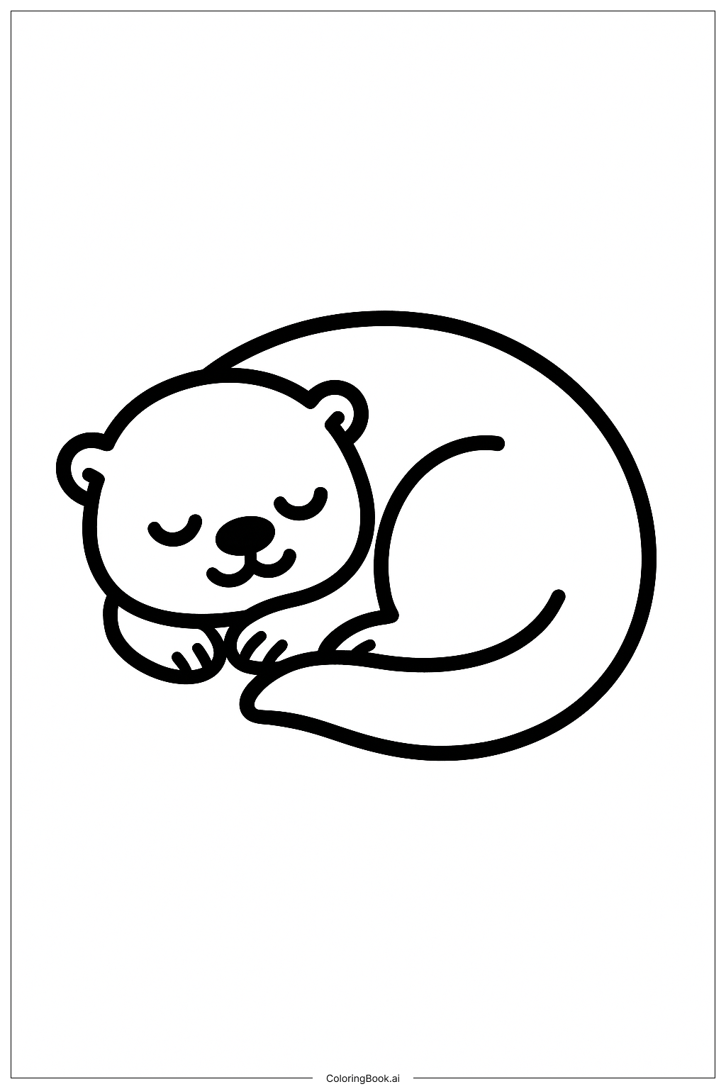  Sleeping Otter Coloring Page 