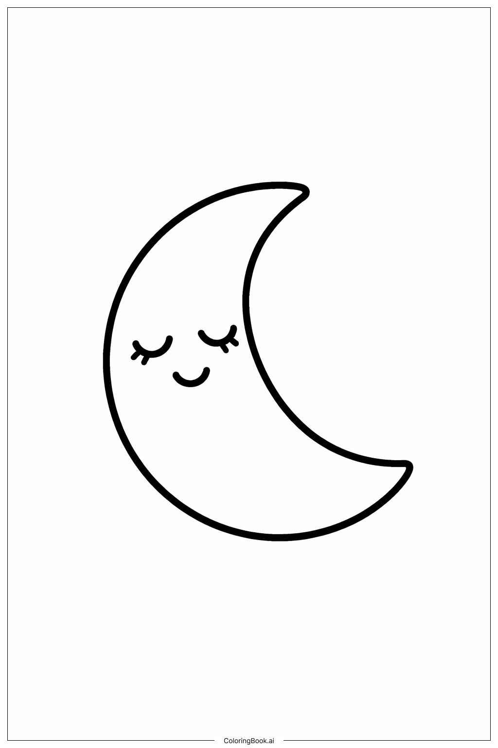  睏睏月亮臉著色頁 