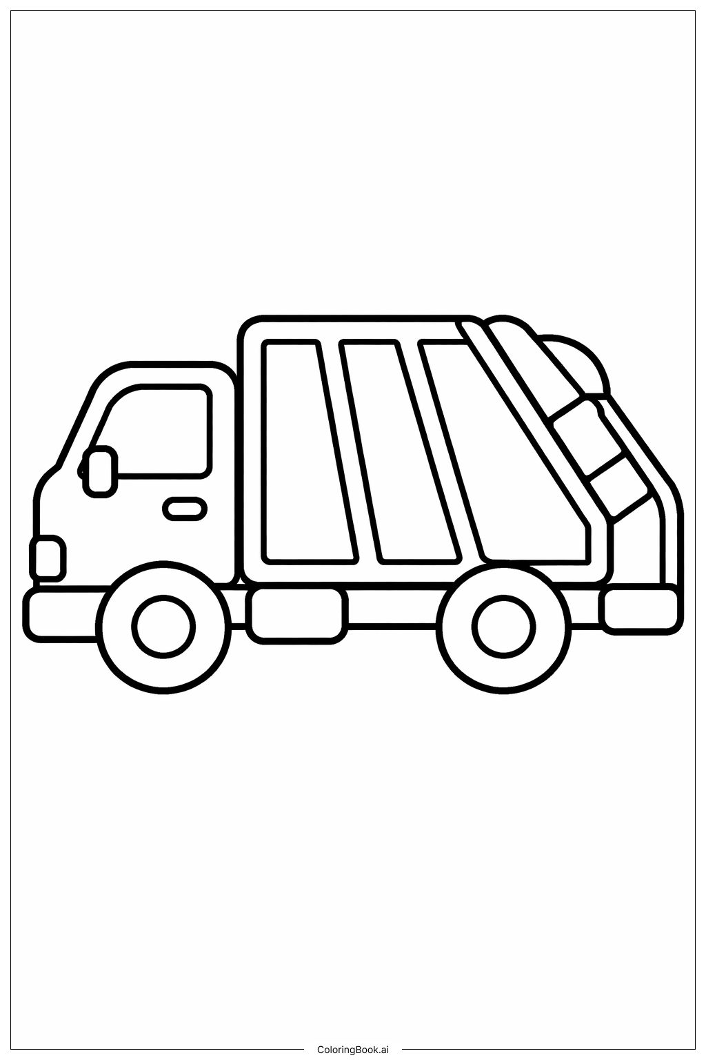  小型ごみ収集車 側面図の塗り絵ページ 