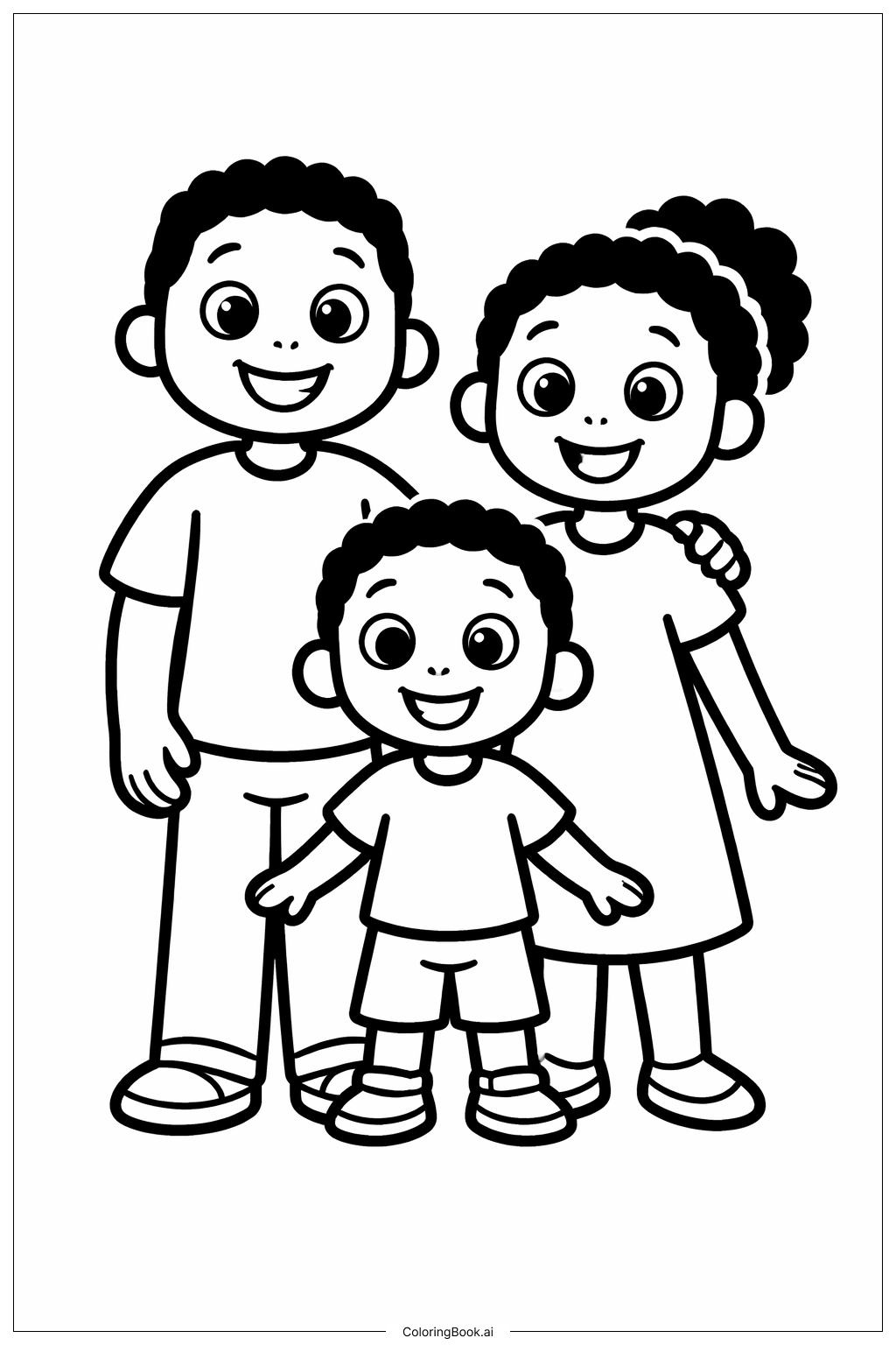  Page de coloriage Famille africaine américaine souriante Mois de l'histoire des noirs 