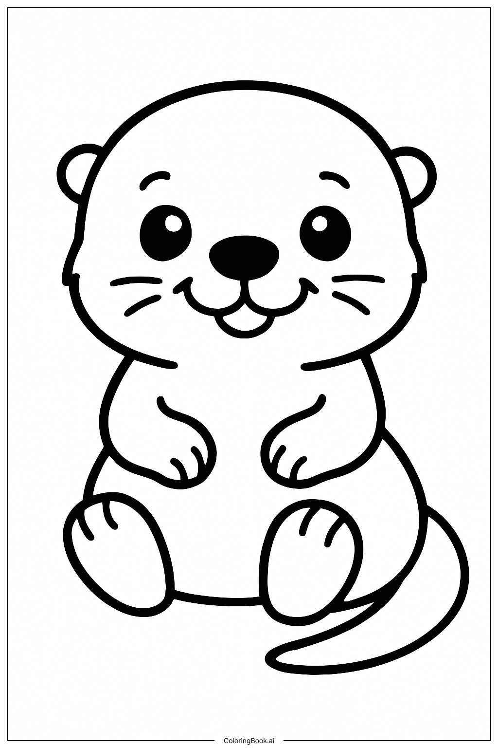  Smiling Baby Otter Coloring Page 