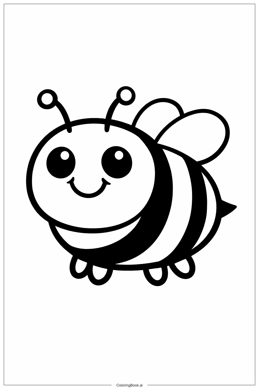 Smiling Bumblebee Face Coloring Page