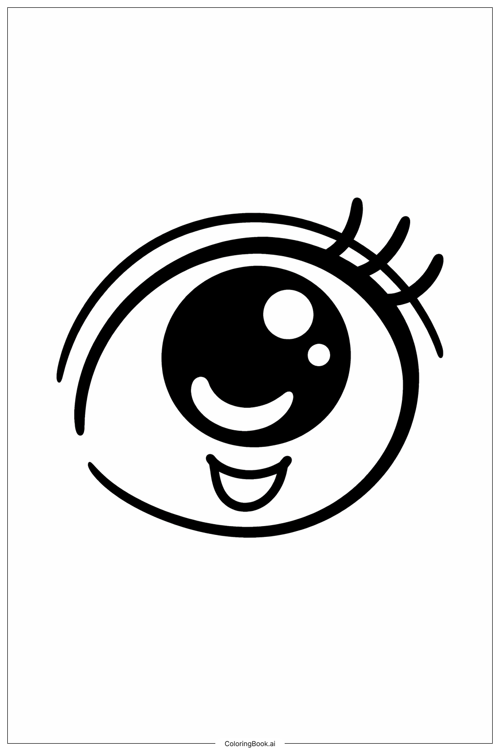 Page de coloriage Œil de dessin animé souriant 