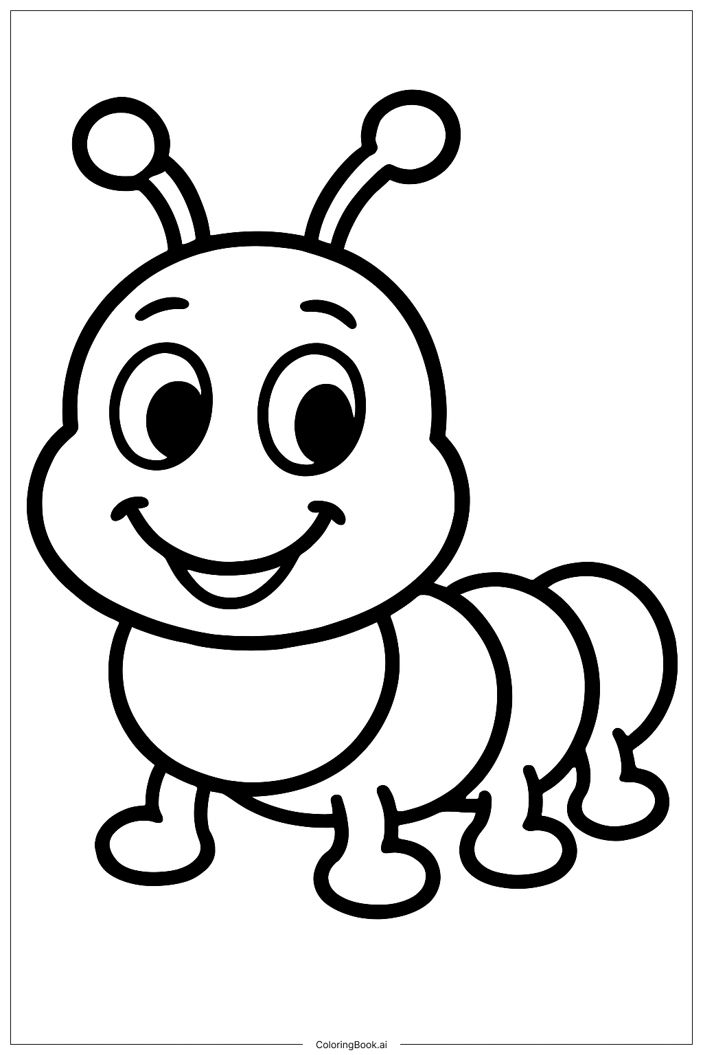  웃고 있는 애벌레 색칠공부 페이지 