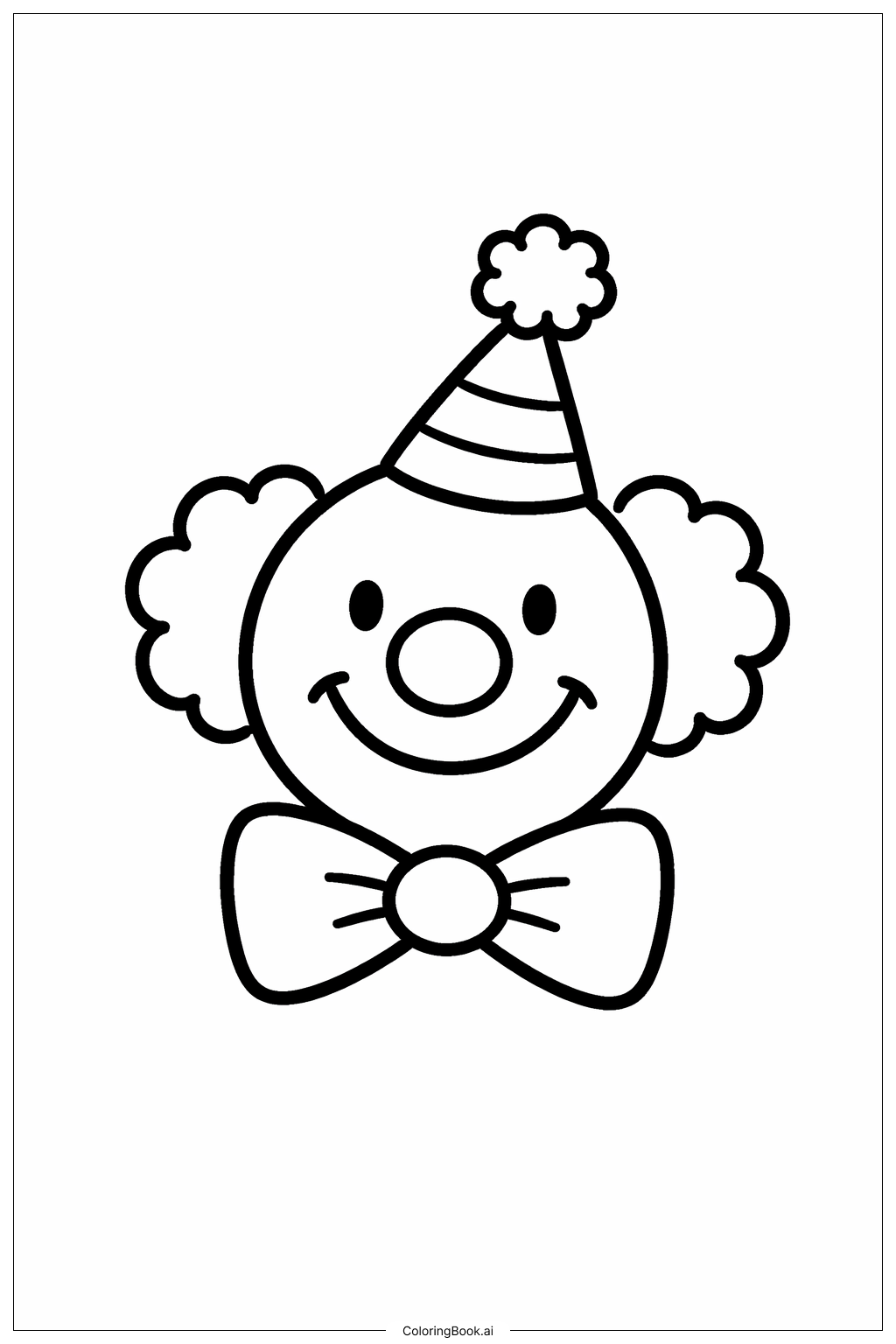  笑臉小丑與蝴蝶結著色頁 