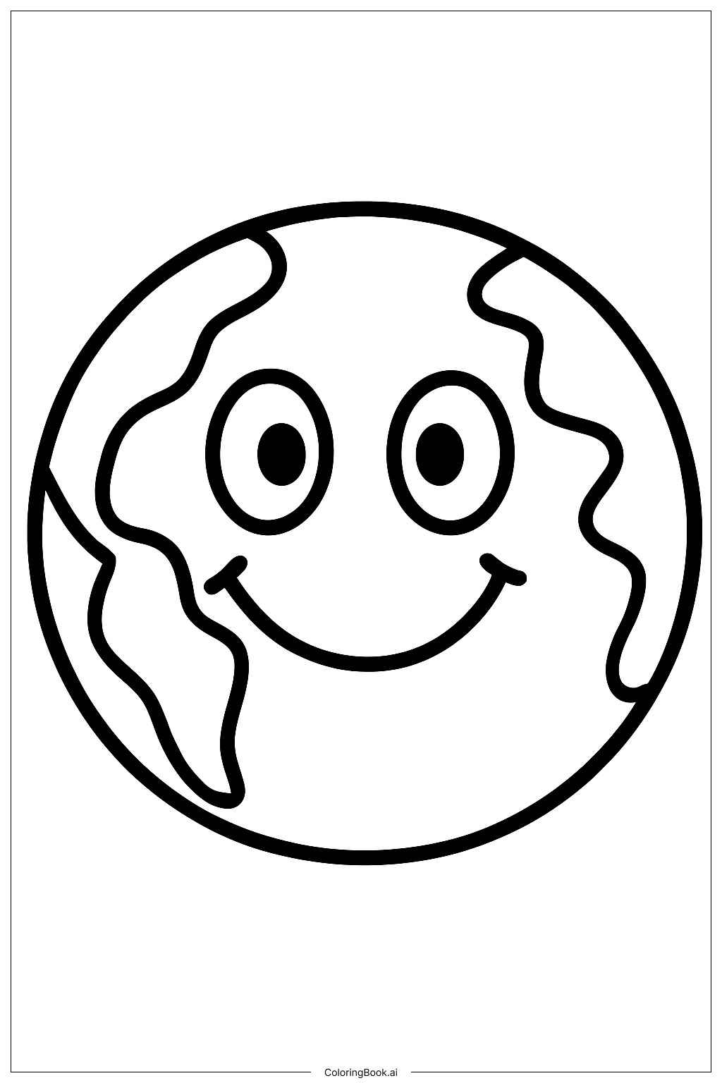  Page de coloriage Visage souriant de la Terre 