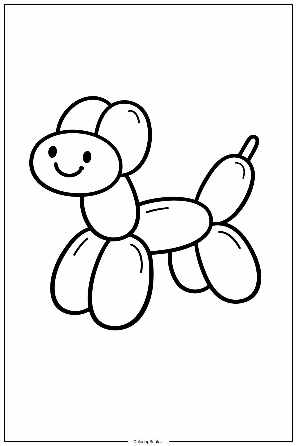  微笑氣球狗著色頁 